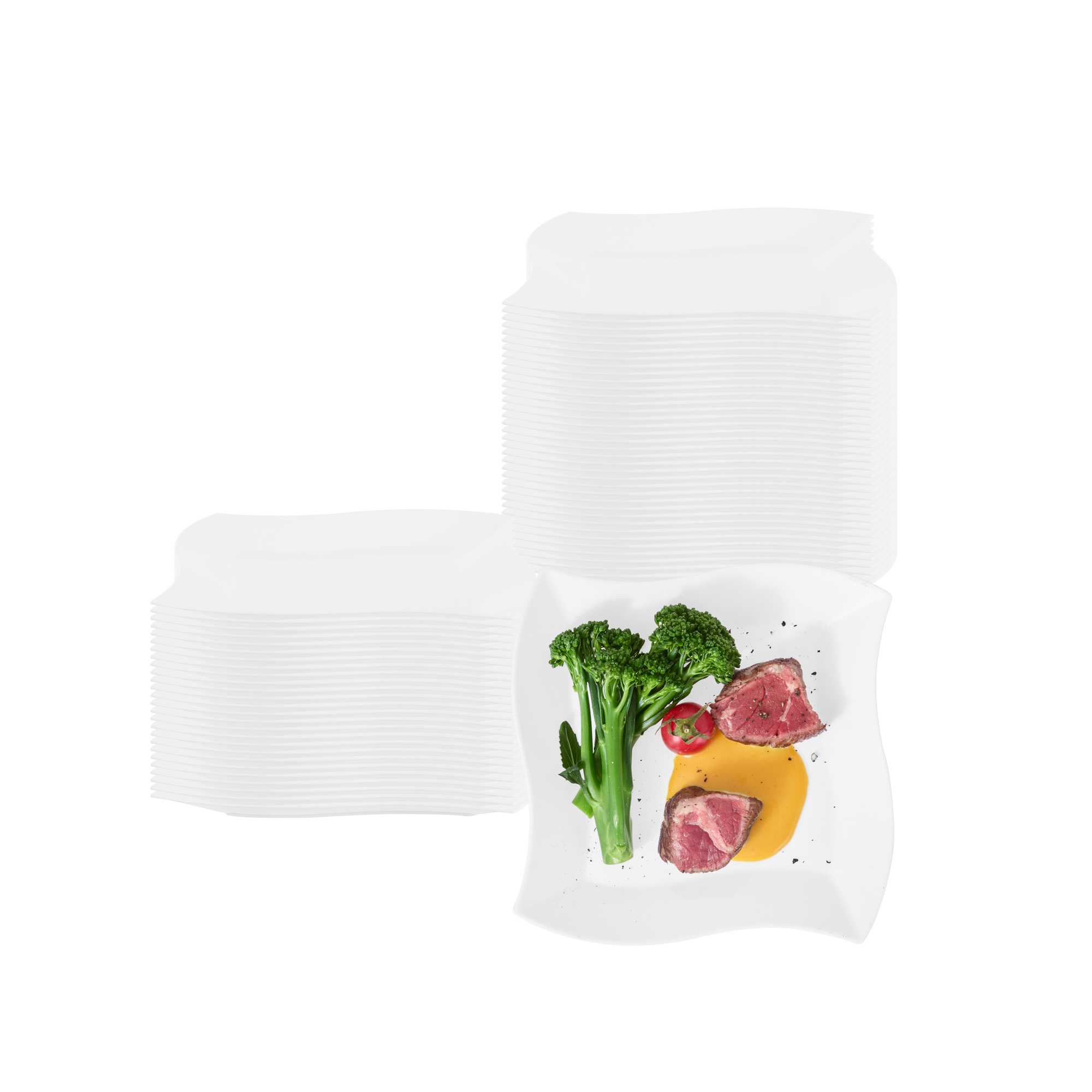 Maxi Serve Square White Plastic Medium Aqua Plate - 7" x 7" x 1/2" - 100 count box
