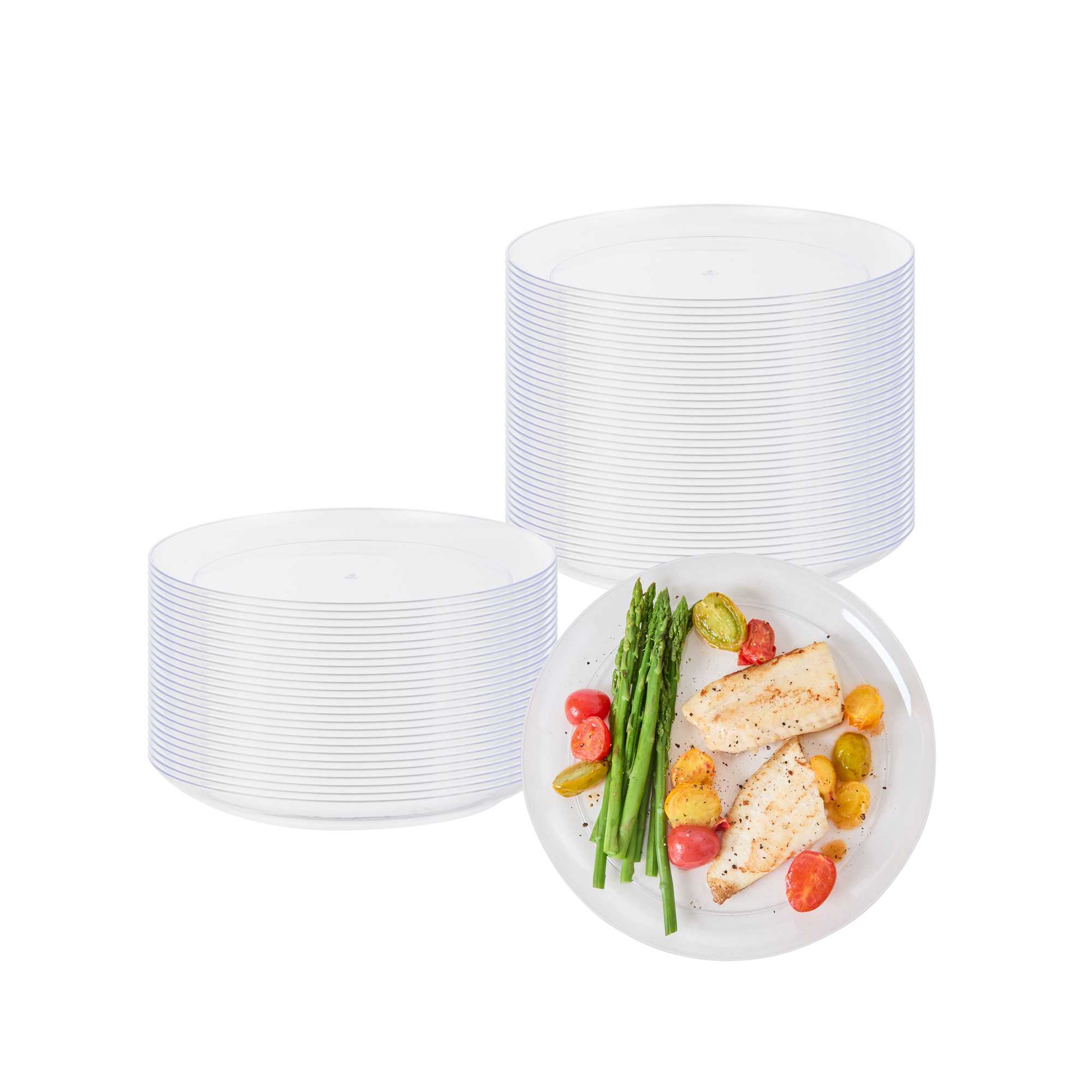 Maxi Serve Round Clear Plastic Elegant Plate - 9" x 9" x 1/2" - 100 count box