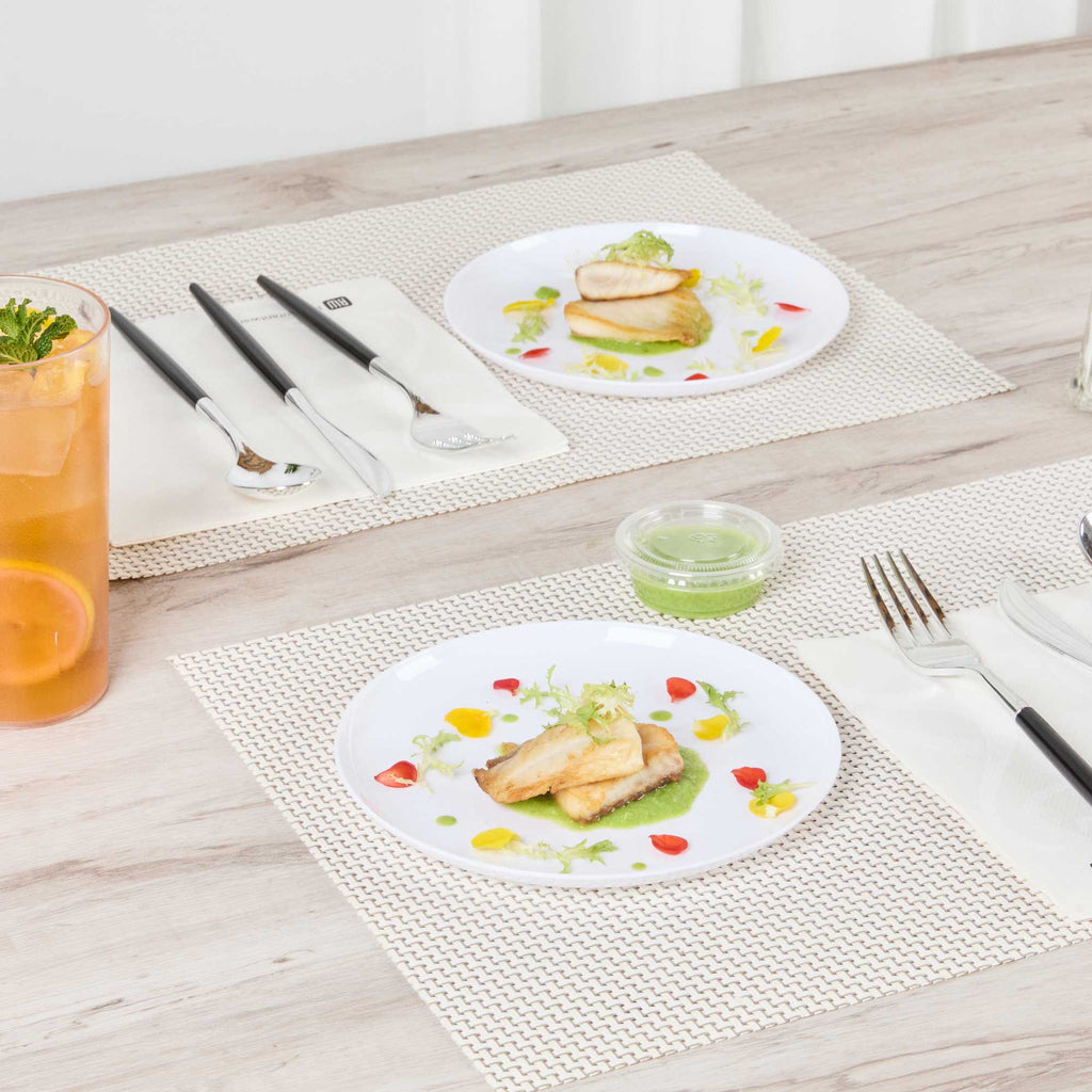 Maxi Serve Round White Plastic Medium Elegant Plate - 7" x 7" - 100 count box