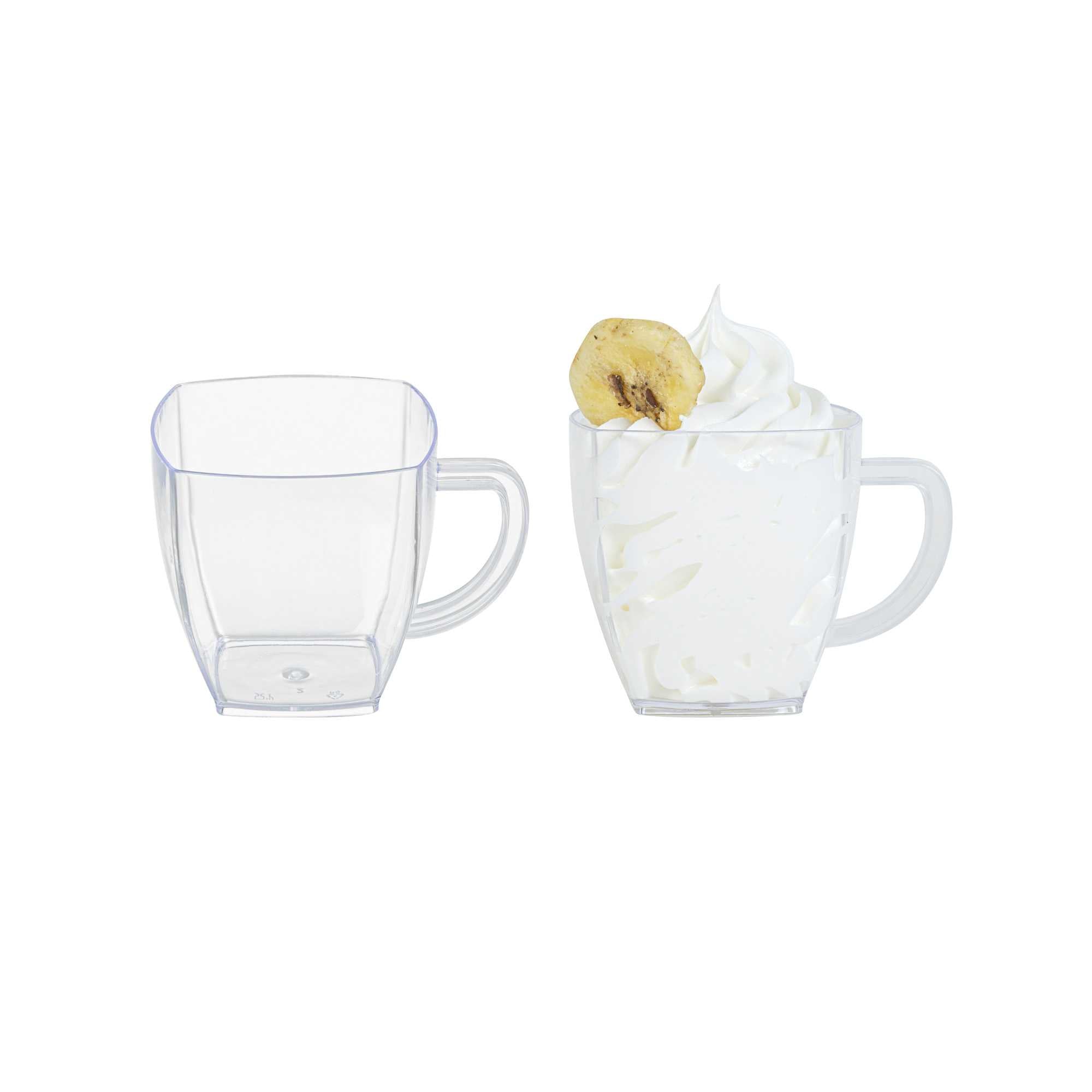 Restpresso 2 oz Square Clear Plastic Mini Cafe Cup - 2" x 2" x 2" - 100 count box