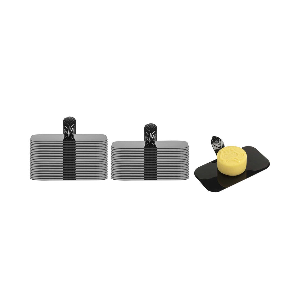Pastry Tek Rectangle Black Plastic Pastry Pallet - 4" x 2 1/4" x 1" - 25 count box