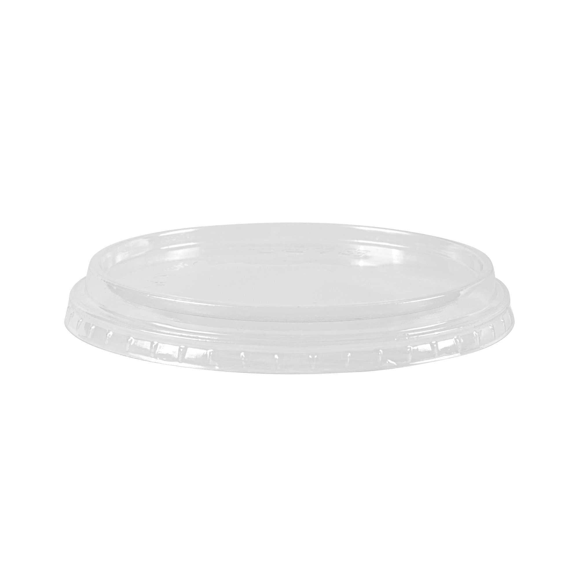Basic Nature Round Clear Plastic Deli Container Flat Lid - Compostable - 4 1/2" x 4 1/2" x 3/4" - 50 count box