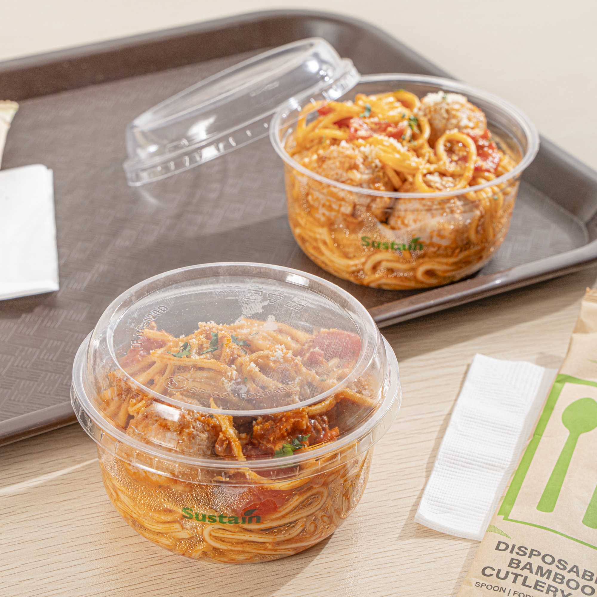 Basic Nature Round Clear PLA Plastic Dome Lid - Fits To Go Deli Container, Compostable - 500 count box