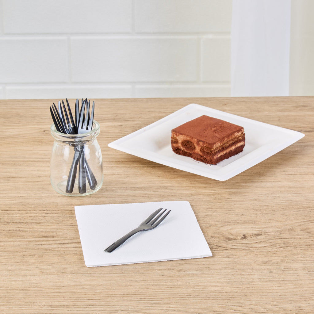 Coppetta Black Plastic Cake Fork with Knife Edge - 4" x 3/4" - 500 count box