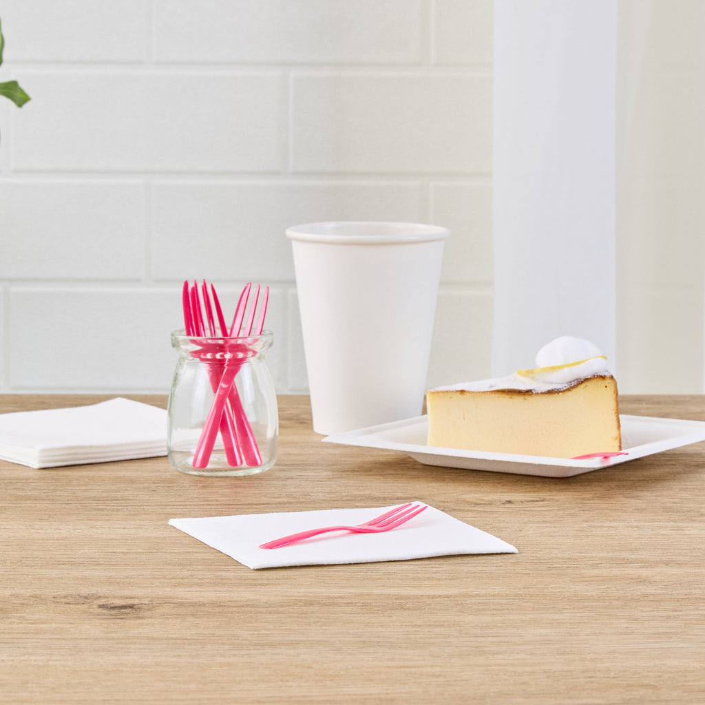 Coppetta Magenta Plastic Cake Fork with Knife Edge - 4" x 3/4" - 500 count box