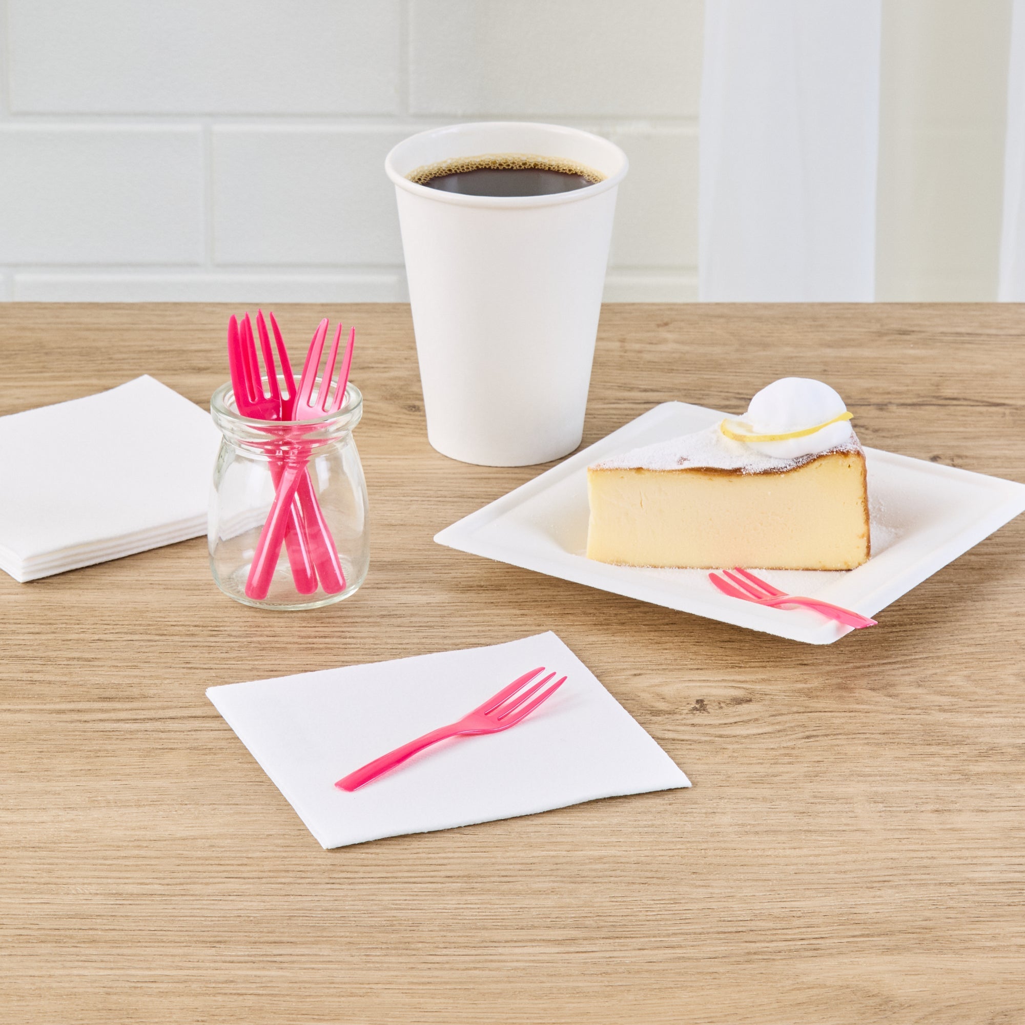 Coppetta Magenta Plastic Cake Fork with Knife Edge - 4" x 3/4" - 500 count box