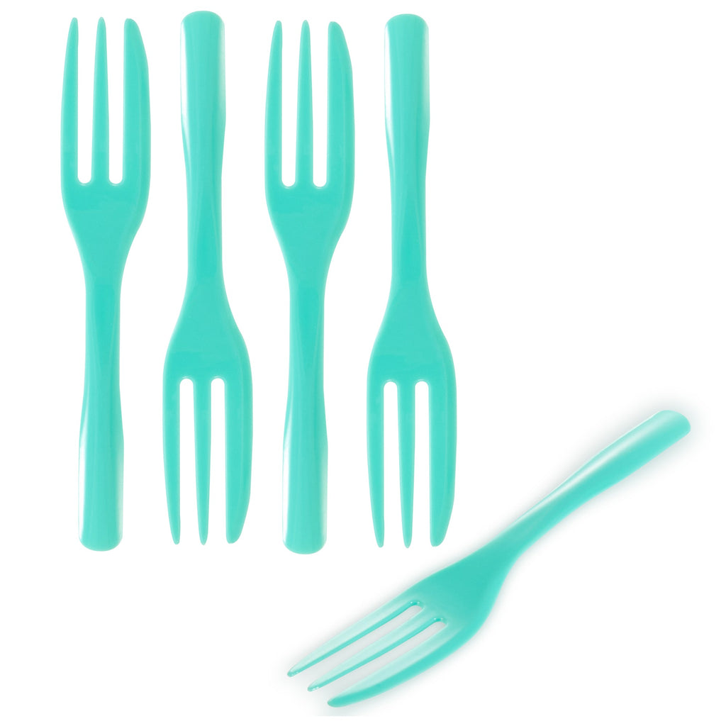 Coppetta Teal Plastic Cake Fork with Knife Edge - 4" x 3/4" - 500 count box