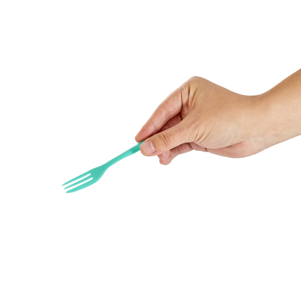 Coppetta Teal Plastic Cake Fork with Knife Edge - 4" x 3/4" - 500 count box