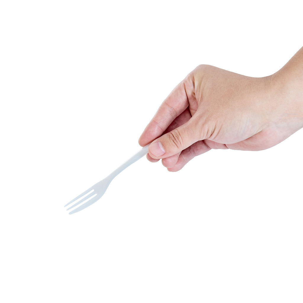 Coppetta Pearl White Plastic Cake Fork with Knife Edge - 4" x 3/4" - 500 count box