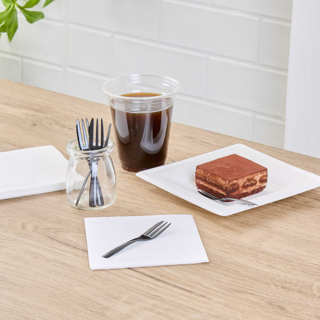 Coppetta Black Plastic Cake Fork with Knife Edge - 4" x 3/4" - 100 count box