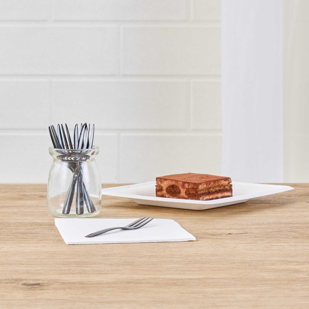 Coppetta Black Plastic Cake Fork with Knife Edge - 4" x 3/4" - 100 count box