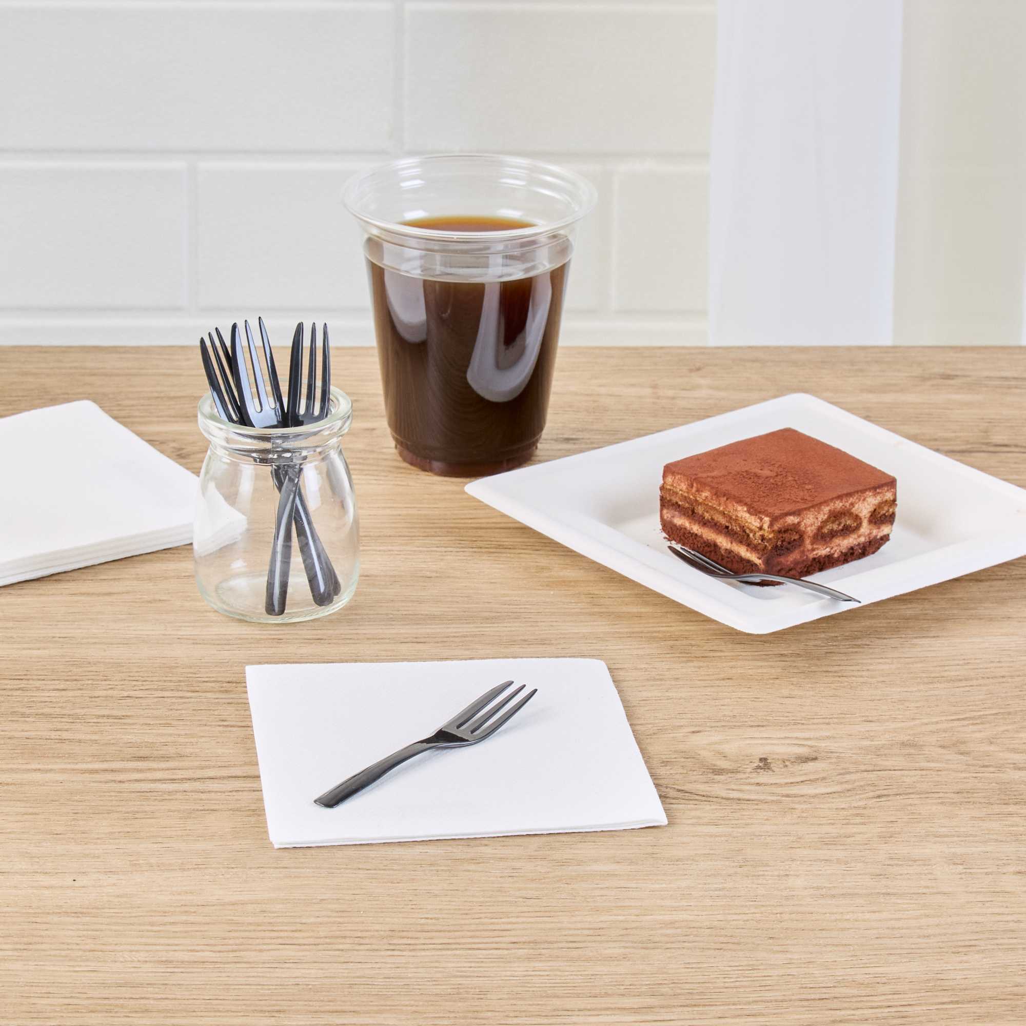 Coppetta Black Plastic Cake Fork with Knife Edge - 4" x 3/4" - 100 count box