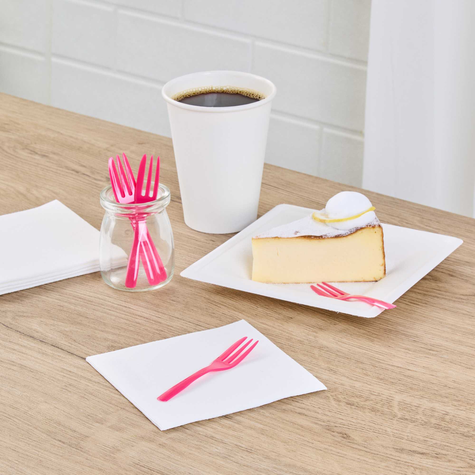 Coppetta Magenta Plastic Cake Fork with Knife Edge - 4" x 3/4" - 100 count box
