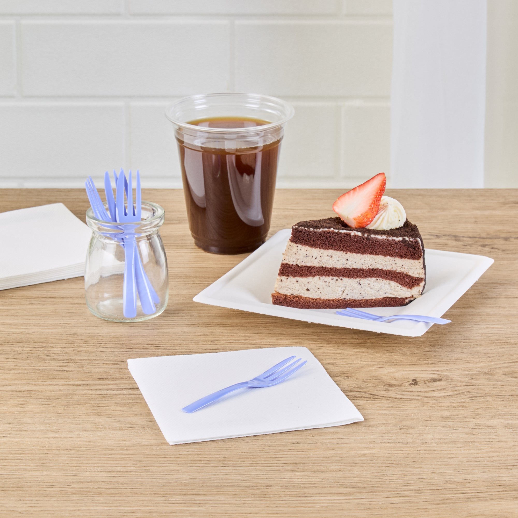 Coppetta Periwinkle Plastic Cake Fork with Knife Edge - 4" x 3/4" - 100 count box