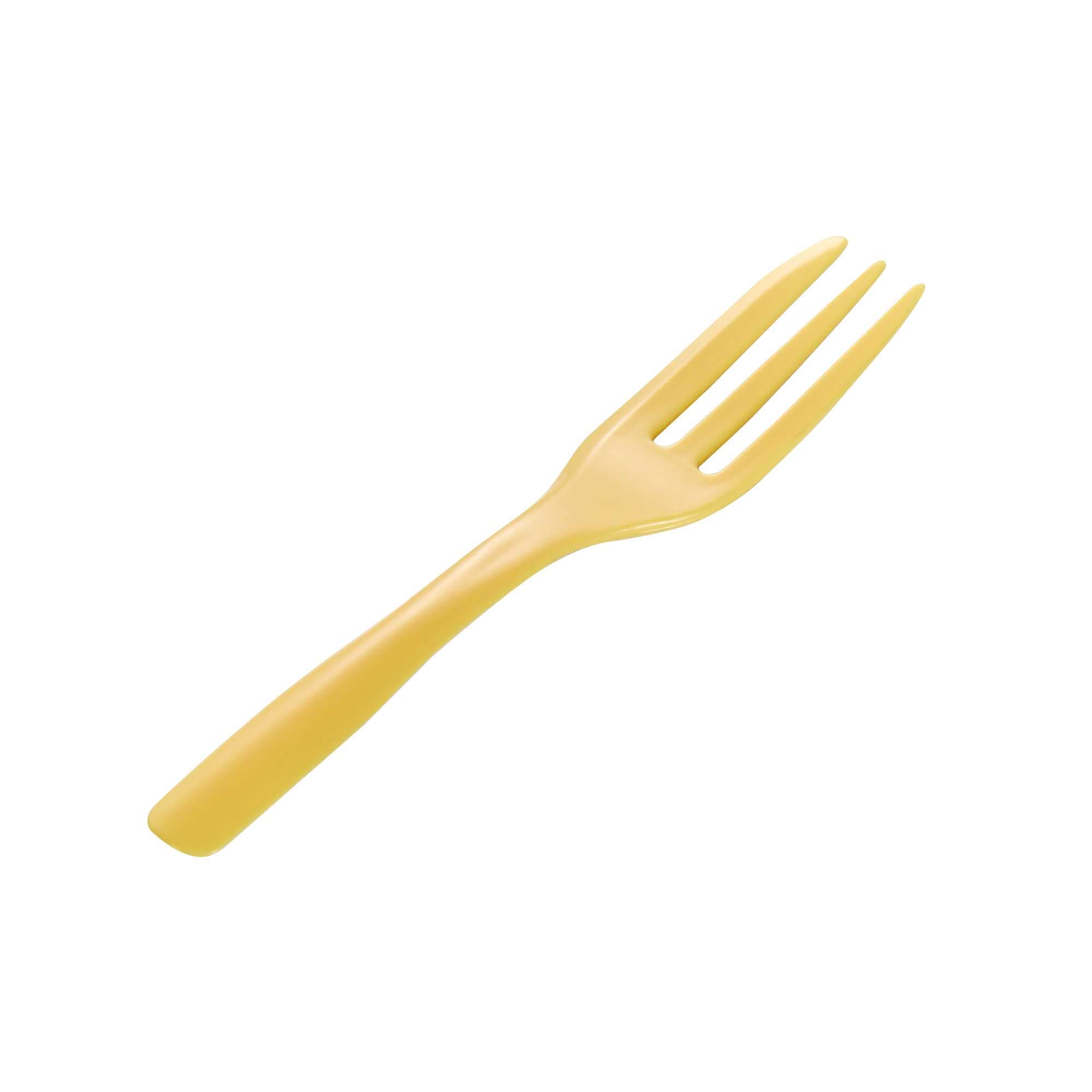Coppetta Baby Yellow Plastic Cake Fork with Knife Edge - 4" x 3/4" - 100 count box
