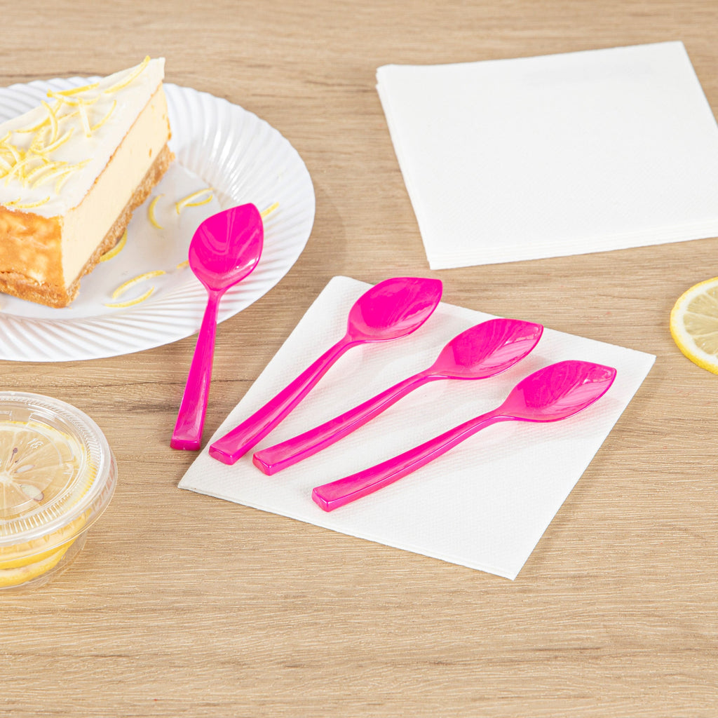 Coppetta Magenta Plastic Petal Spoon - 4 1/2" x 1" - 500 count box