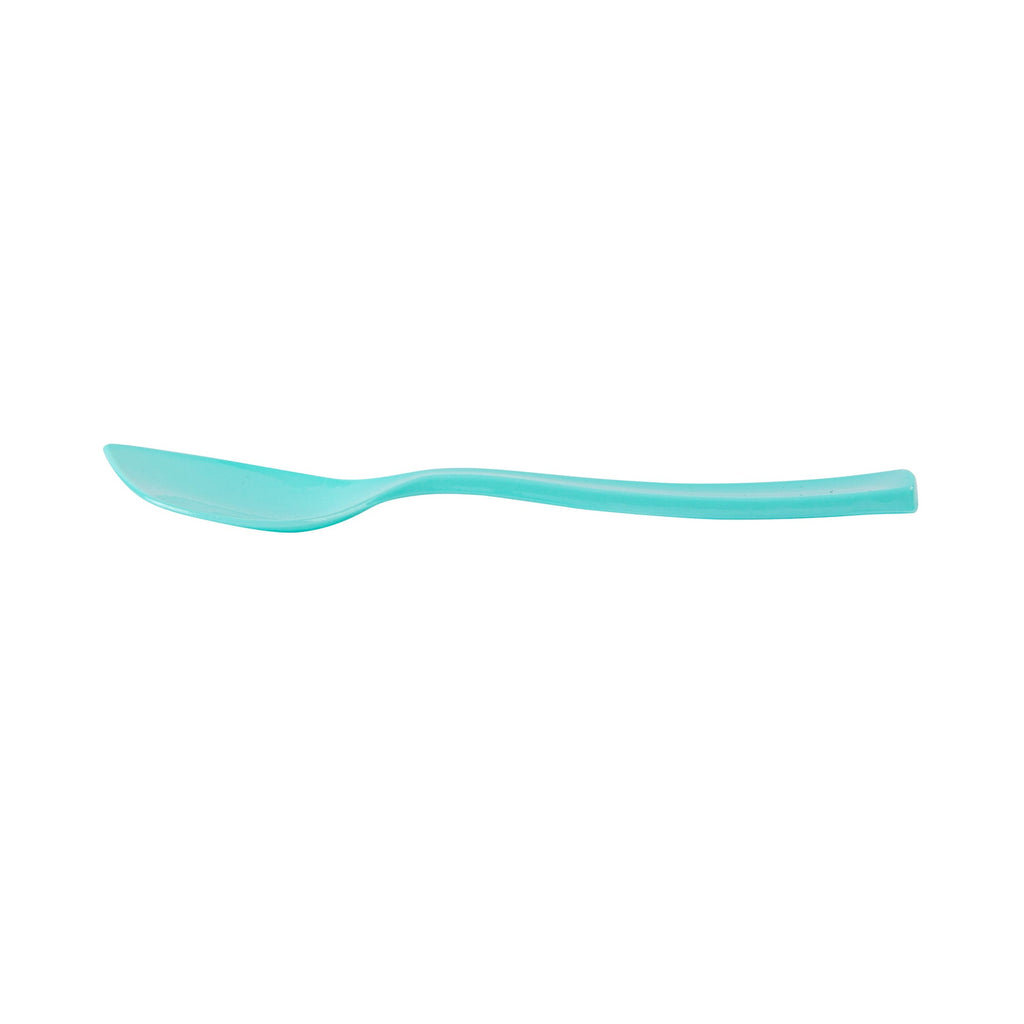 Coppetta Teal Plastic Petal Spoon - 4 1/2" x 1" - 500 count box