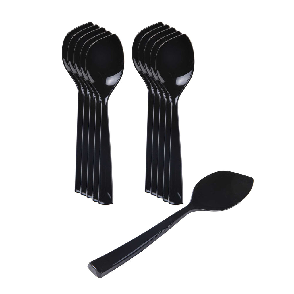 Coppetta Black Plastic Petal Spoon - 4 1/2" x 1" - 100 count box