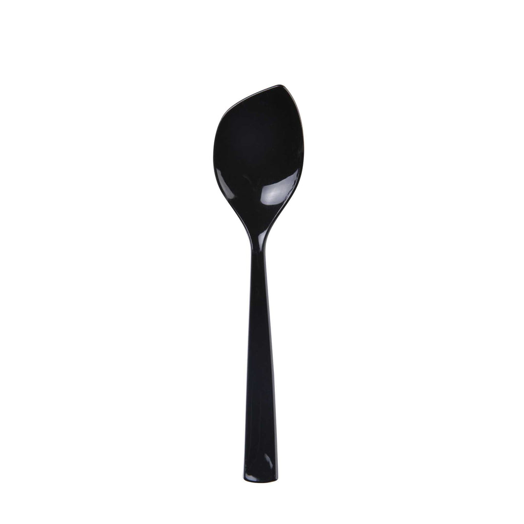 Coppetta Black Plastic Petal Spoon - 4 1/2" x 1" - 100 count box