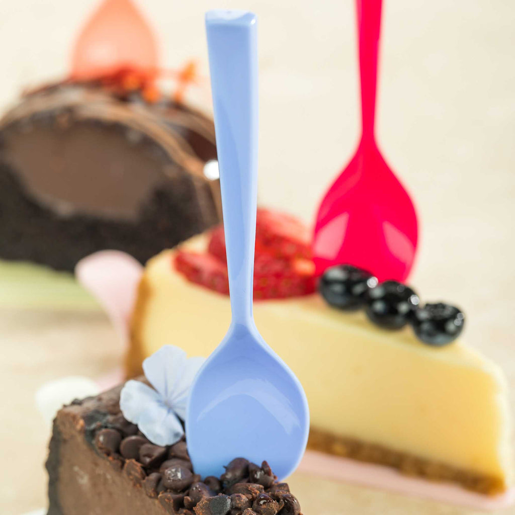 Coppetta Periwinkle Plastic Petal Spoon - 4 1/2" x 1" - 100 count box