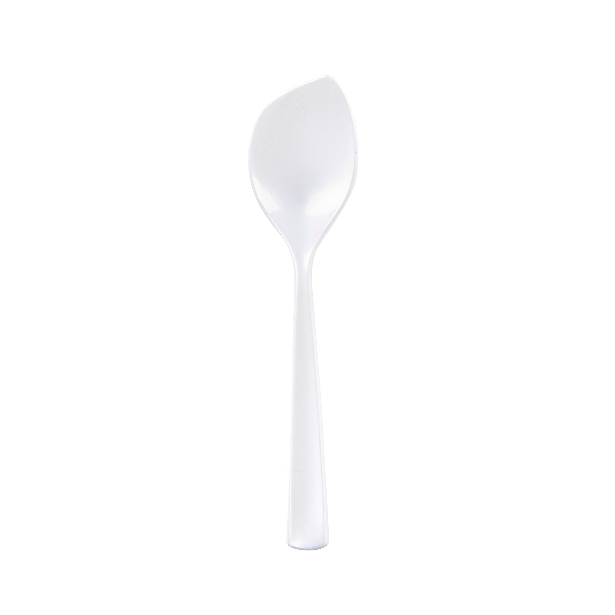 Coppetta Pearl White Plastic Petal Spoon - 4 1/2" x 1" - 100 count box