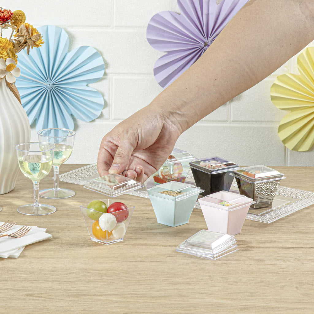 Mini Serve Square Clear Plastic Lid - Fits Mini Kova Cup - 100 count box