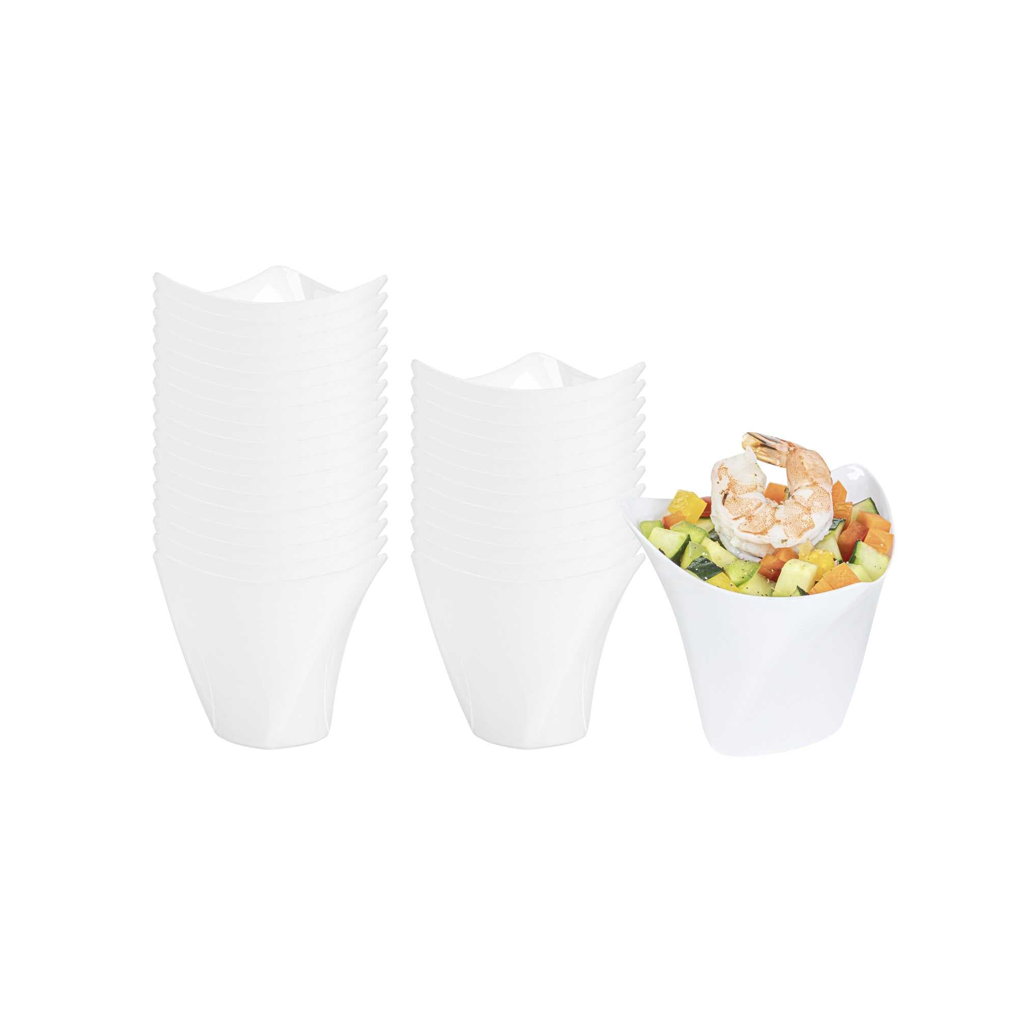 Mini Serve 4 oz White Plastic Mini Crescendo Cup - 3" x 3" x 2 3/4" - 100 count box