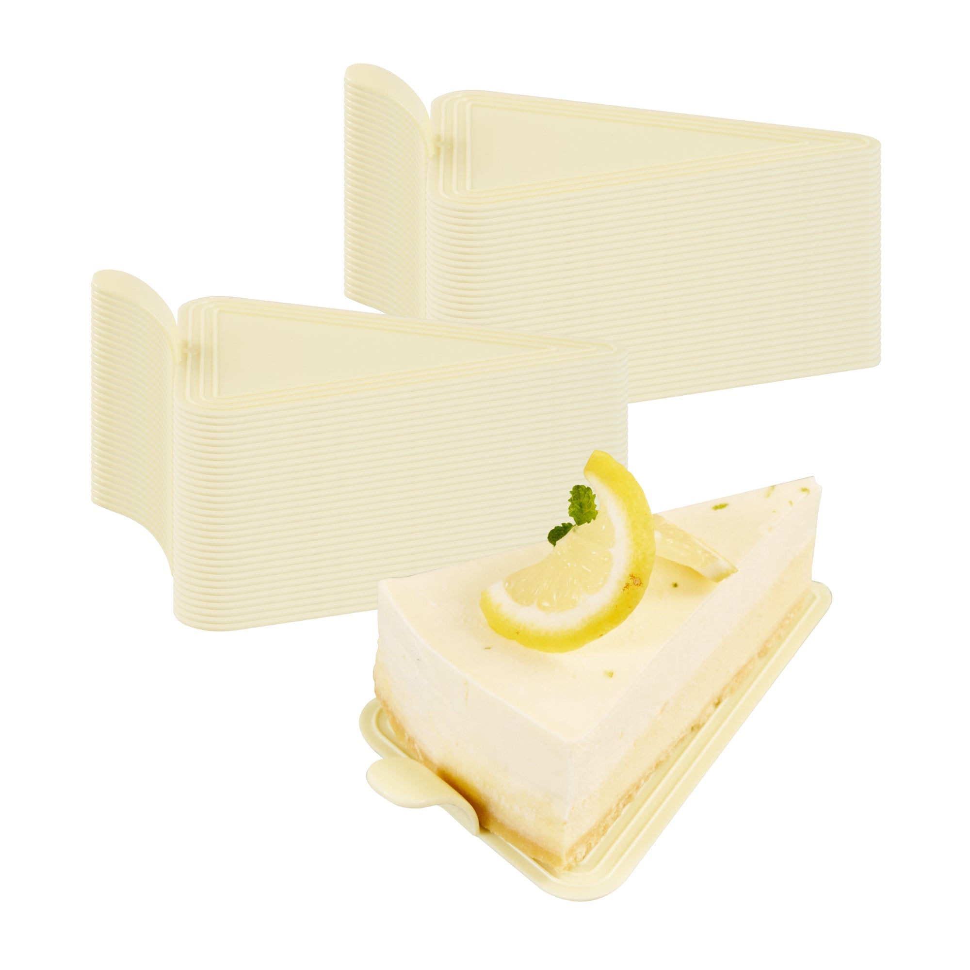 Pastry Tek Triangle Lemon Chiffon Plastic Cake Server - 4 1/2" x 3" - 100 count box