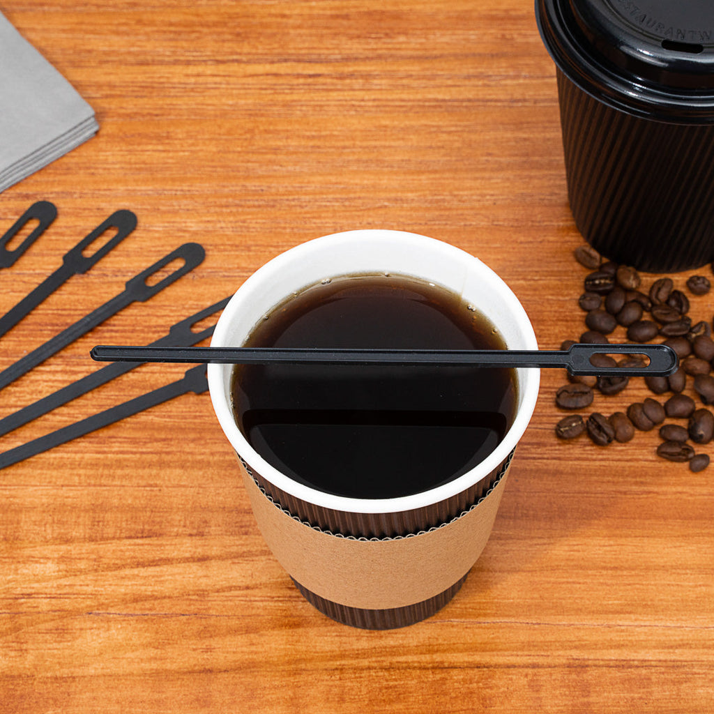 Restpresso Black Plastic Keyhole Coffee Stirrer - 6 1/4" - 100 count box