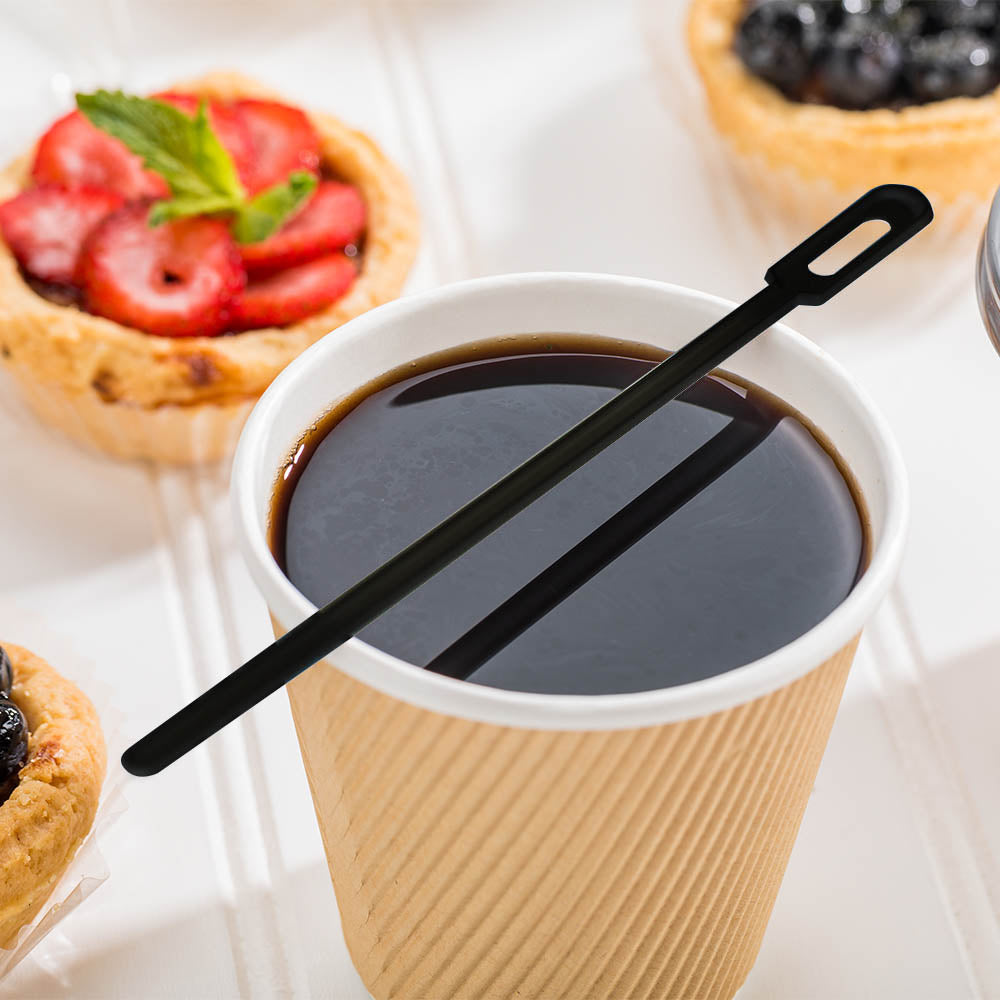 Restpresso Black Plastic Keyhole Coffee Stirrer - 6" - 1000 count box