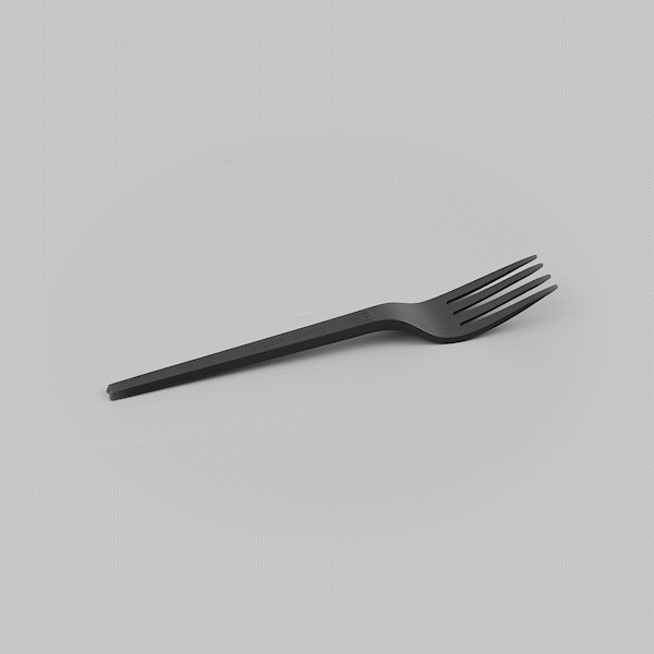 Basic Nature Black CPLA Plastic Fork - Heat-Resistant, Compostable - 6 1/2" x 1" x 1/2" - 250 count box