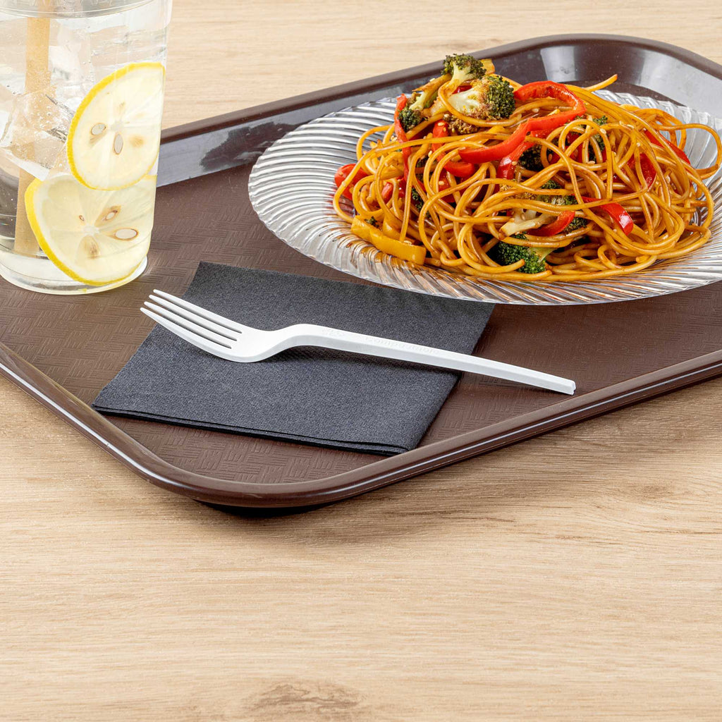 Basic Nature White CPLA Plastic Fork - Heat-Resistant, Compostable - 6 1/2" x 1" x 1/2" - 250 count box