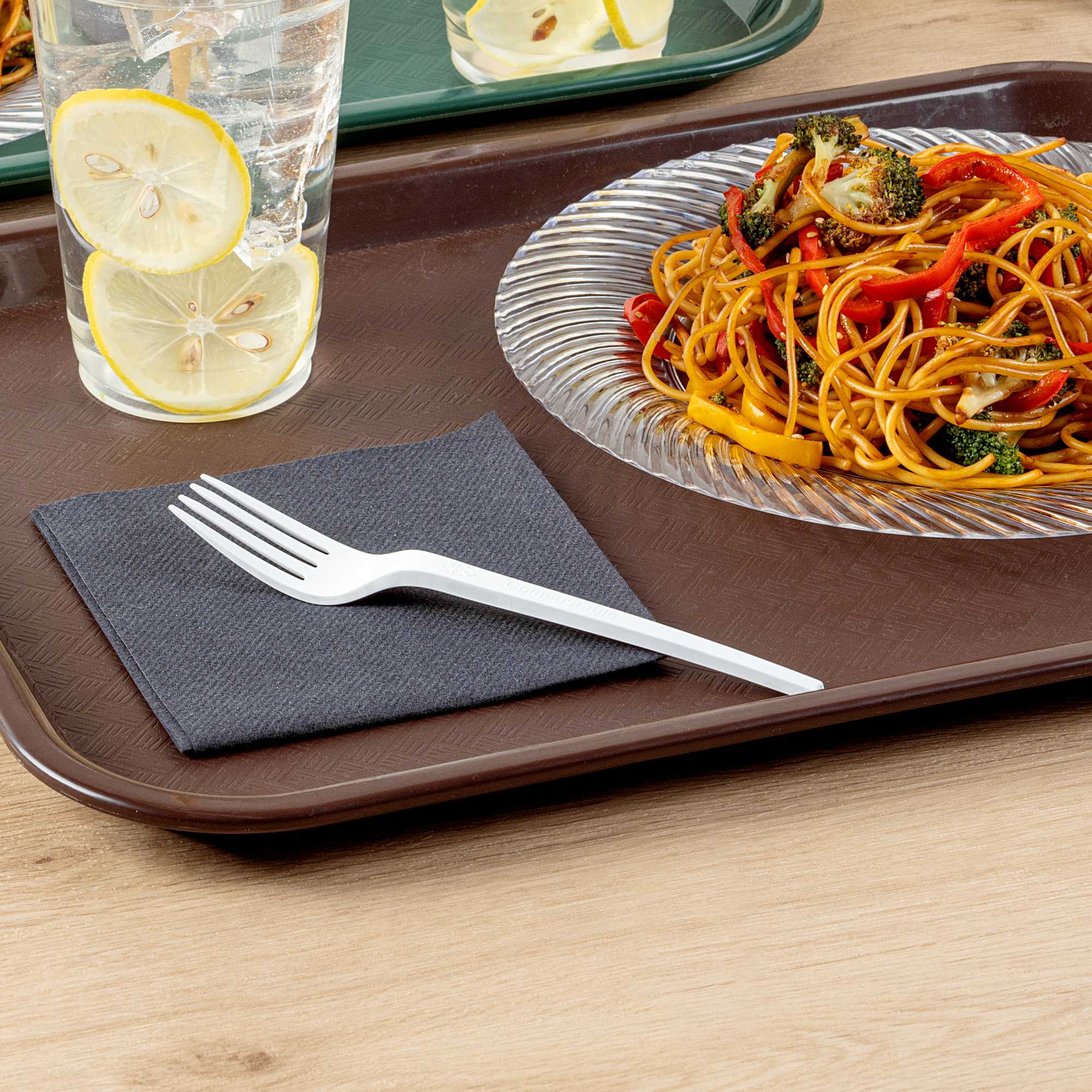 Basic Nature White CPLA Plastic Fork - Heat-Resistant, Compostable - 6 1/2" x 1" x 1/2" - 250 count box