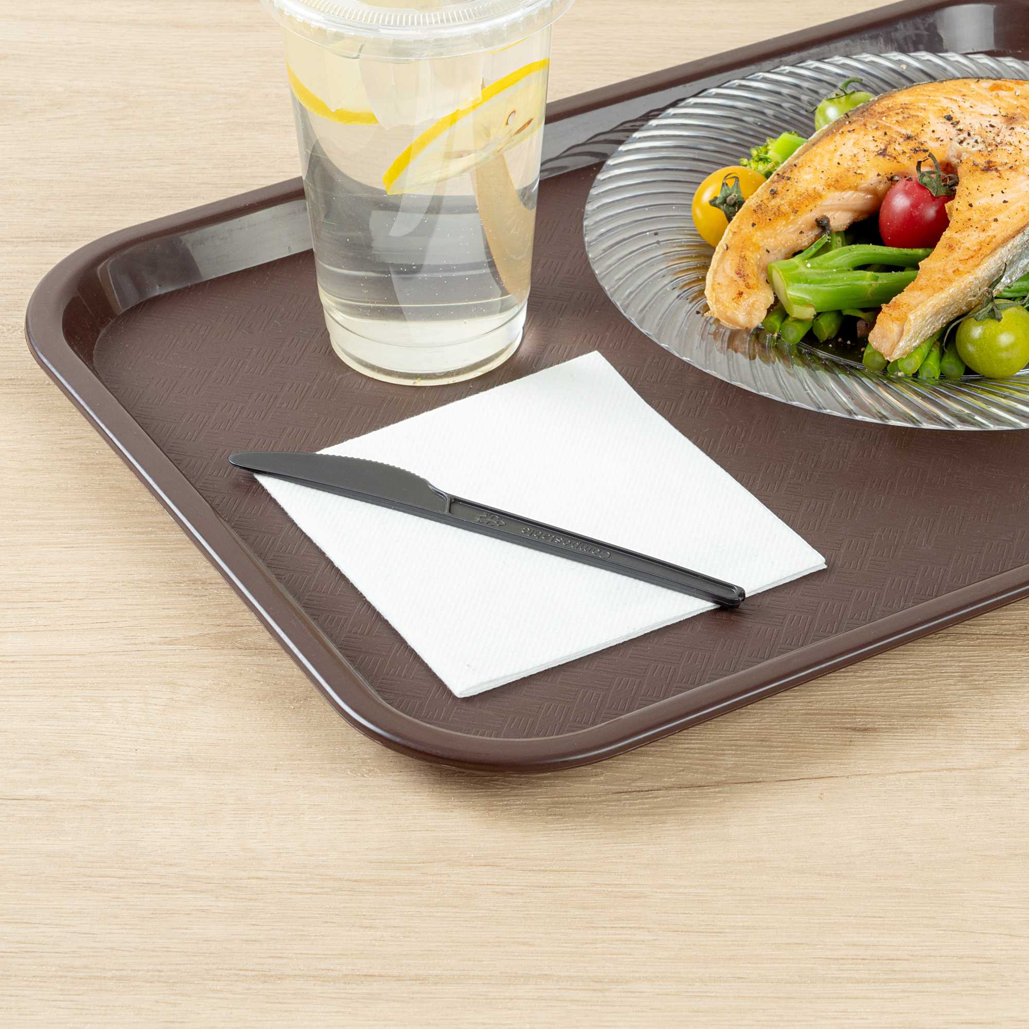 Basic Nature Black CPLA Plastic Knife - Heat-Resistant, Compostable - 6 1/2" x 1/2" - 250 count box