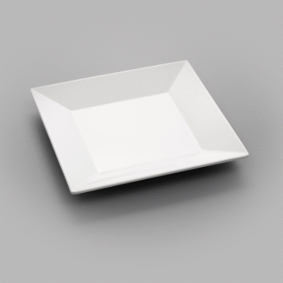 Voga Square White Melamine Medium Plate - Classic - 8" x 8" x 1" - 4 count box