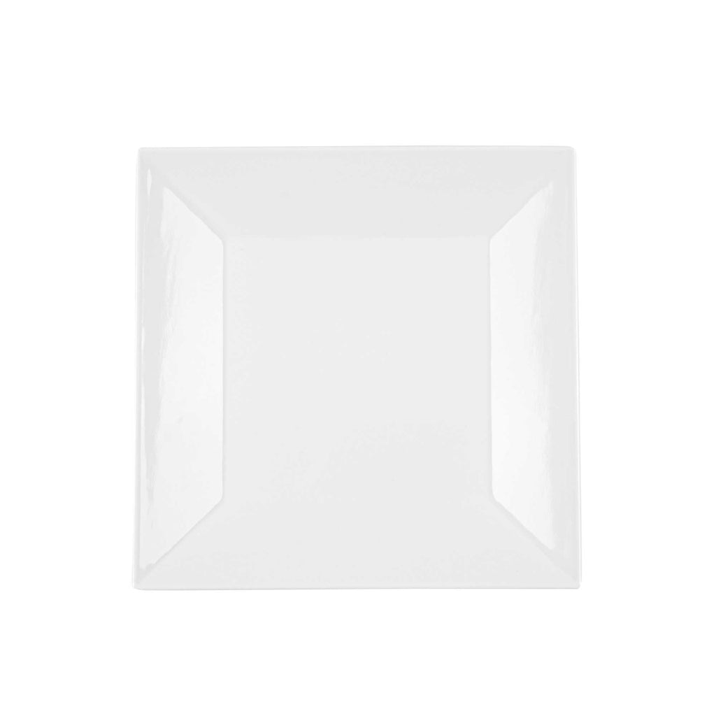 Voga Square White Melamine Medium Plate - Classic - 8" x 8" x 1" - 4 count box