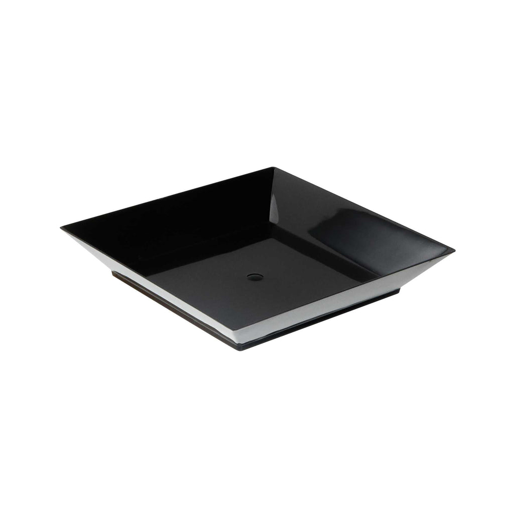 Mini Serve Square Black Plastic Small Modern Plate - 4" x 4" x 1/2" - 100 count box