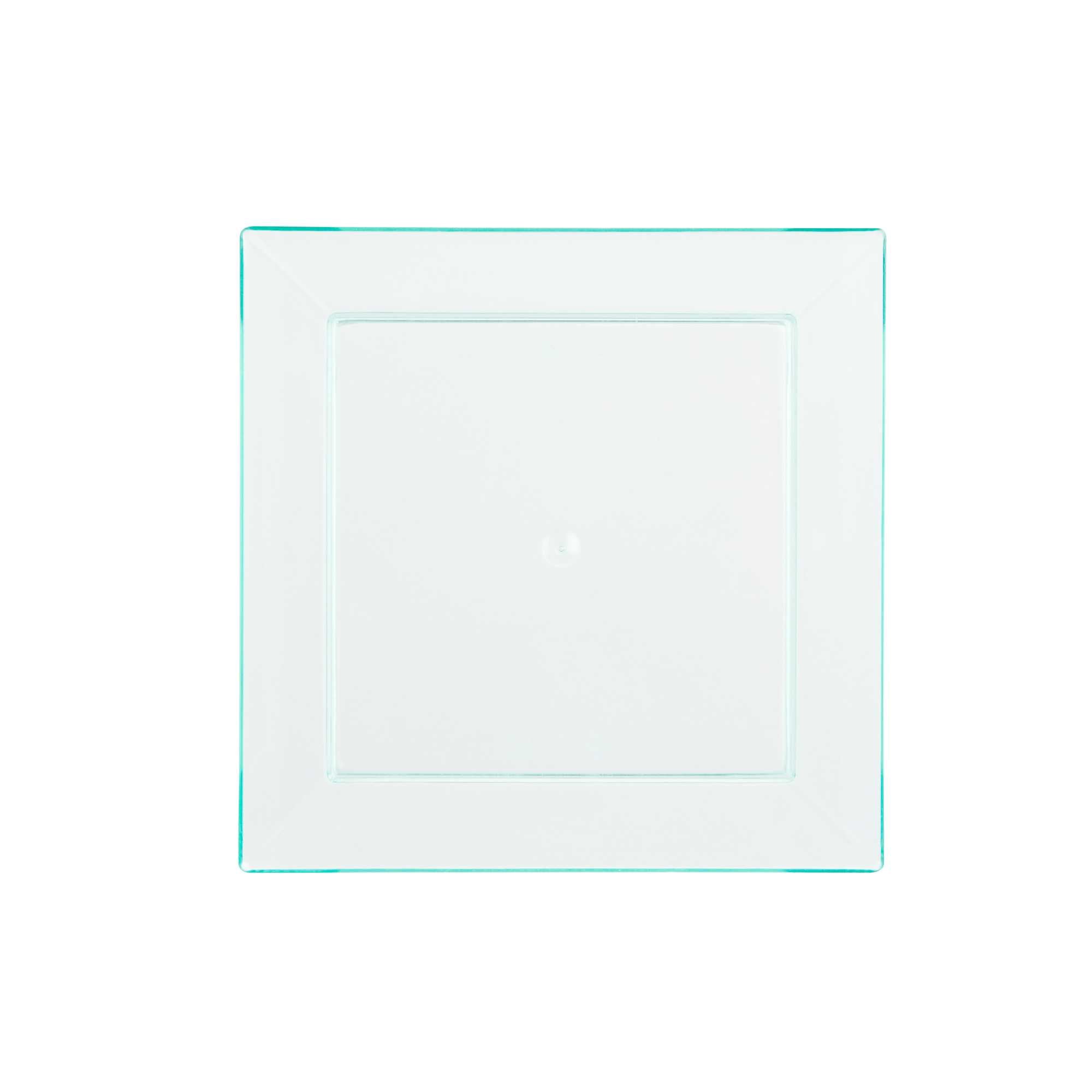 Mini Serve Square Seagreen Plastic Small Modern Plate - 4" x 4" x 1/2" - 100 count box