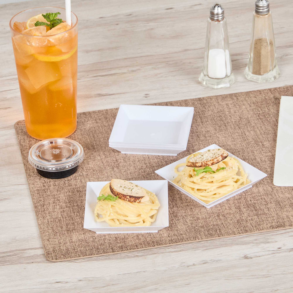 Mini Serve Square White Plastic Small Modern Plate - 4" x 4" x 1/2" - 100 count box