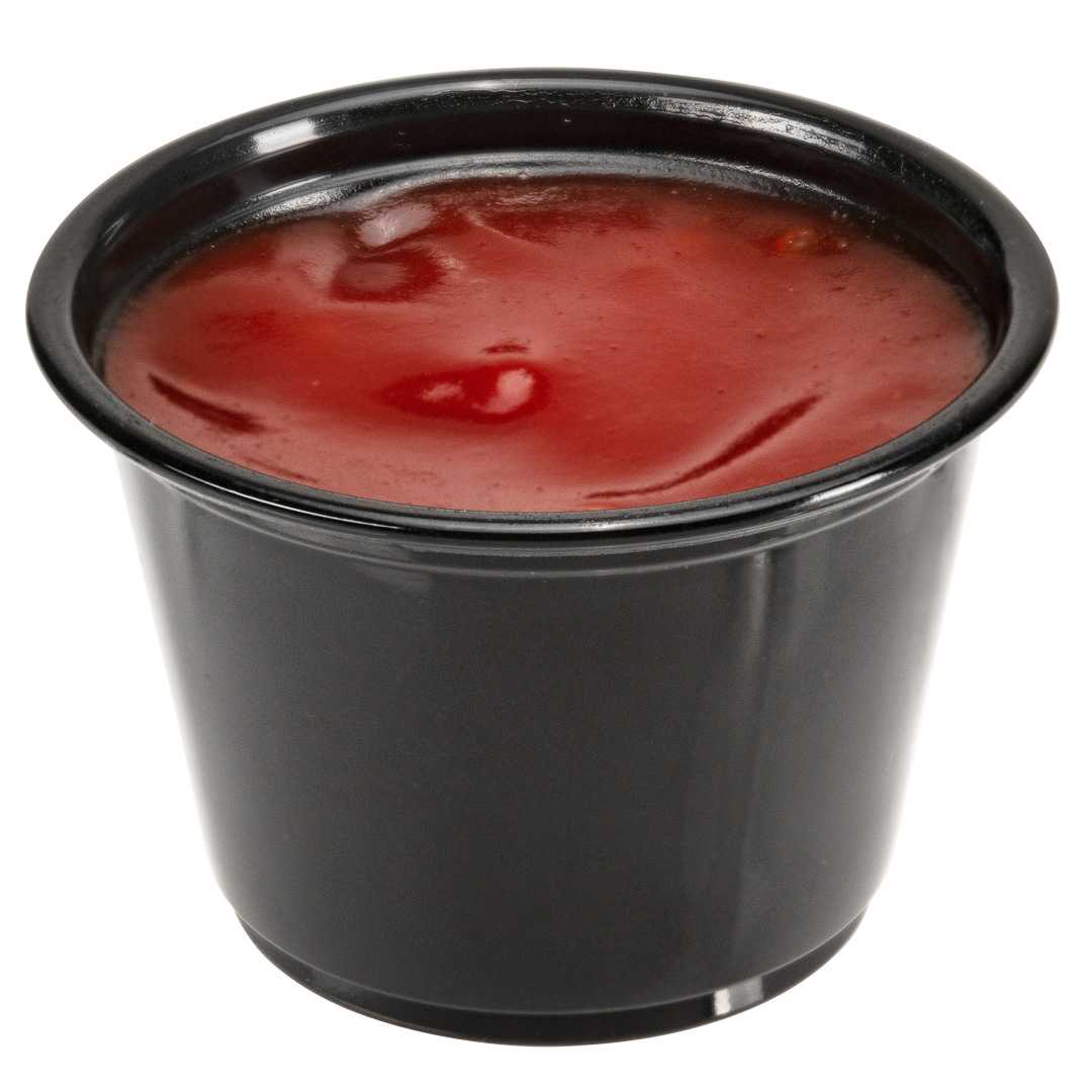 Chef 101 2.5 oz Round Black Plastic Portion Cup - 2 1/2" x 2 1/2" x 1 1/2" - 2000 count box