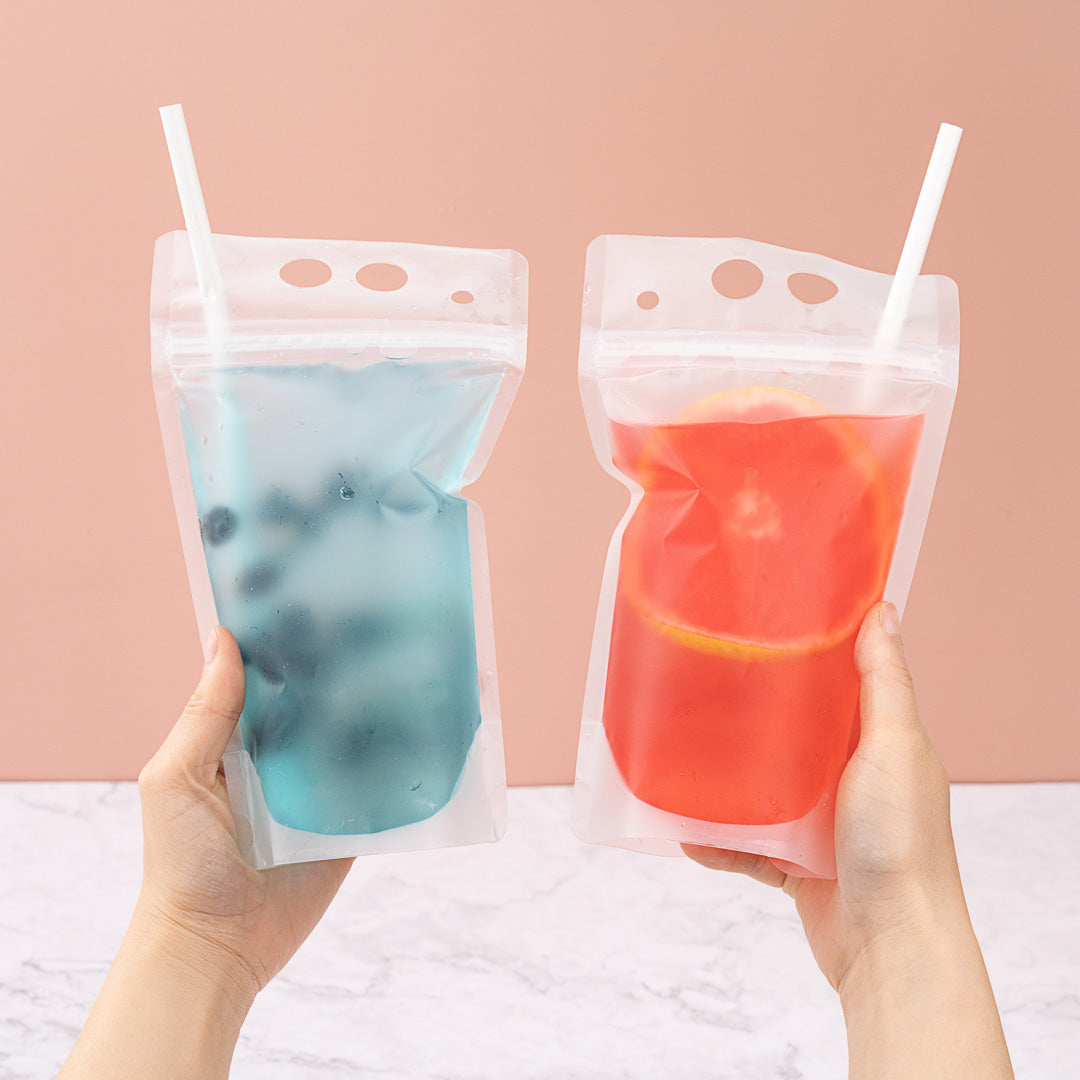 Bag Tek 17 oz Clear Plastic Drink Pouch - Double Zipper - 5" x 9" - 100 count box