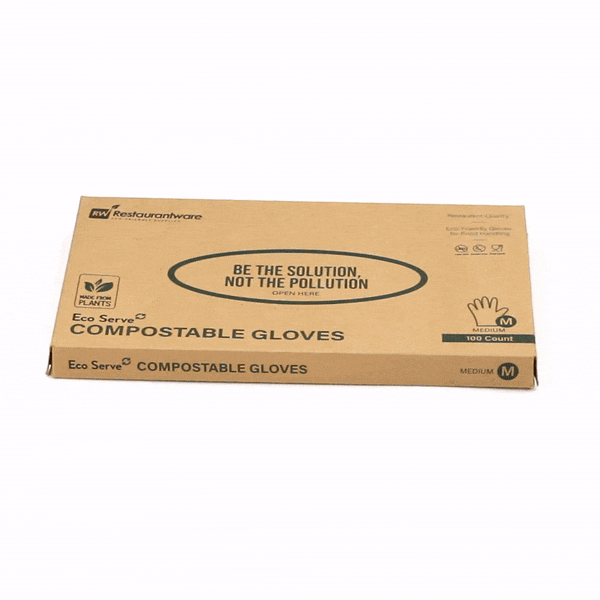 Eco Serve Clear Plastic Medium Compostable Gloves - Powder-Free - 11" x 9" - 1000 count box