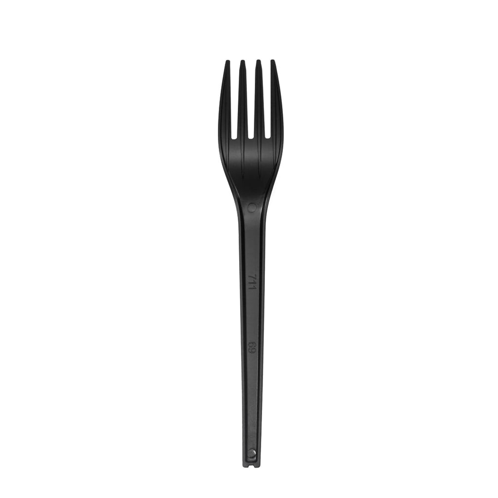 Basic Nature Black CPLA Plastic Fork - Wrapped, Heat-Resistant, Compostable - 6 1/2" - 250 count box