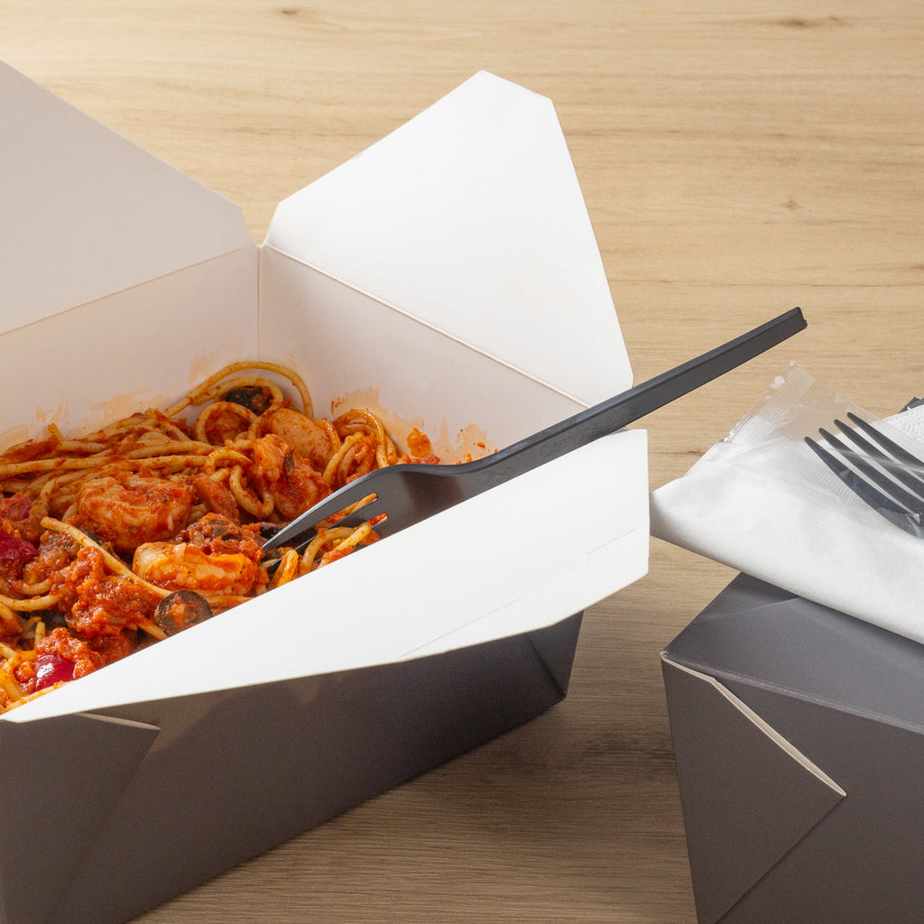Basic Nature Black CPLA Plastic Fork - Wrapped, Heat-Resistant, Compostable - 6 1/2" - 250 count box