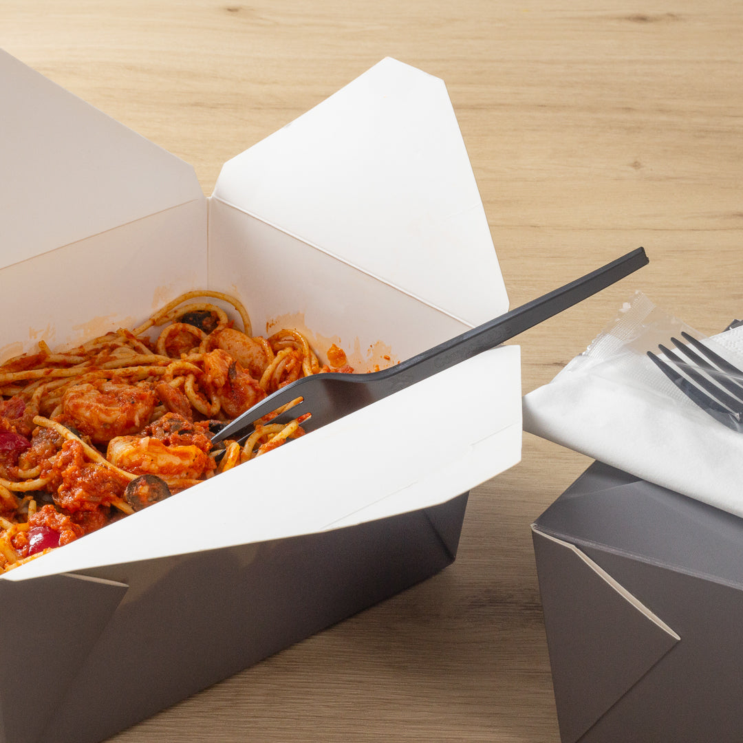 Basic Nature Black CPLA Plastic Fork - Wrapped, Heat-Resistant, Compostable - 6 1/2" - 250 count box