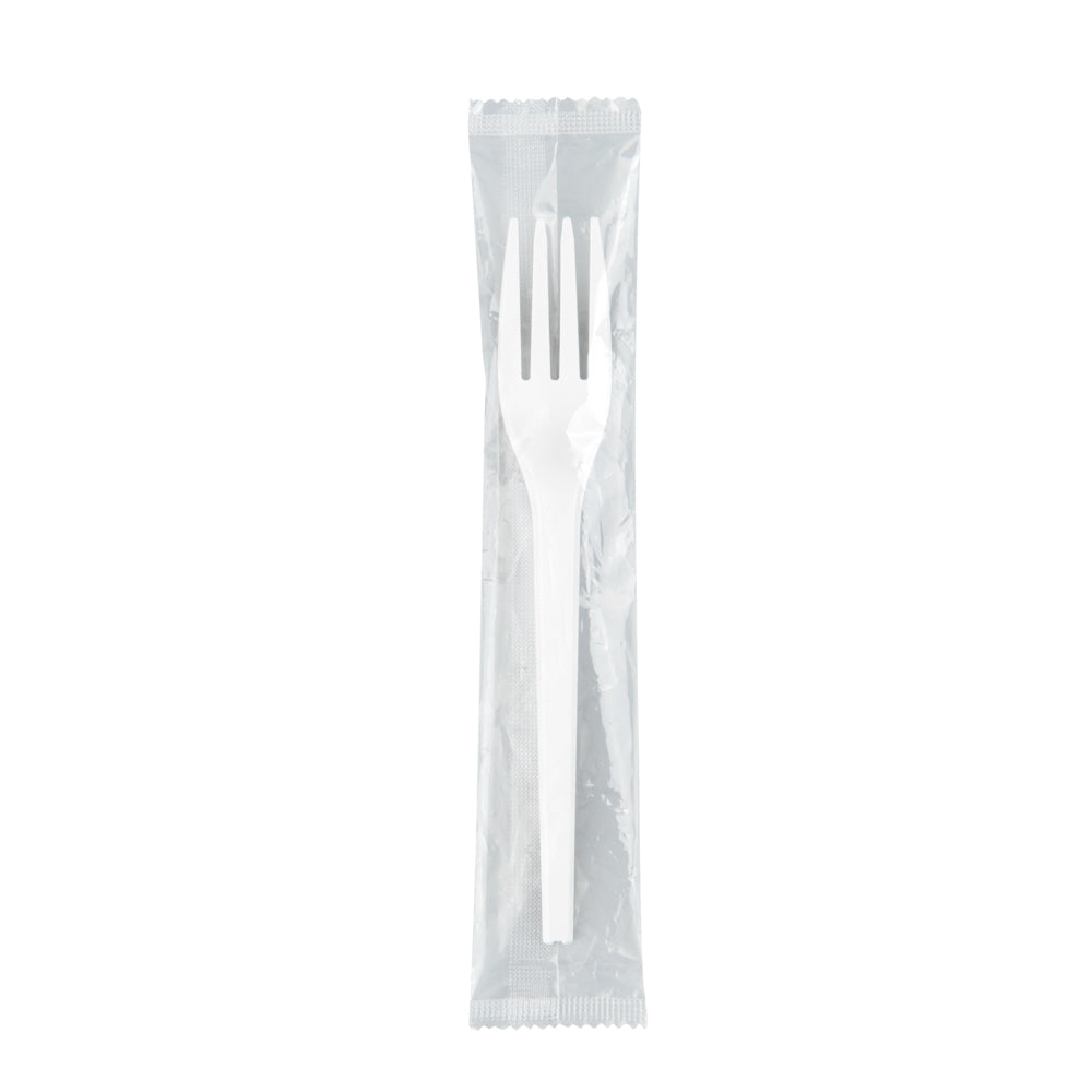Basic Nature White CPLA Plastic Fork - Wrapped, Heat-Resistant, Compostable - 6 1/2" - 50 count box