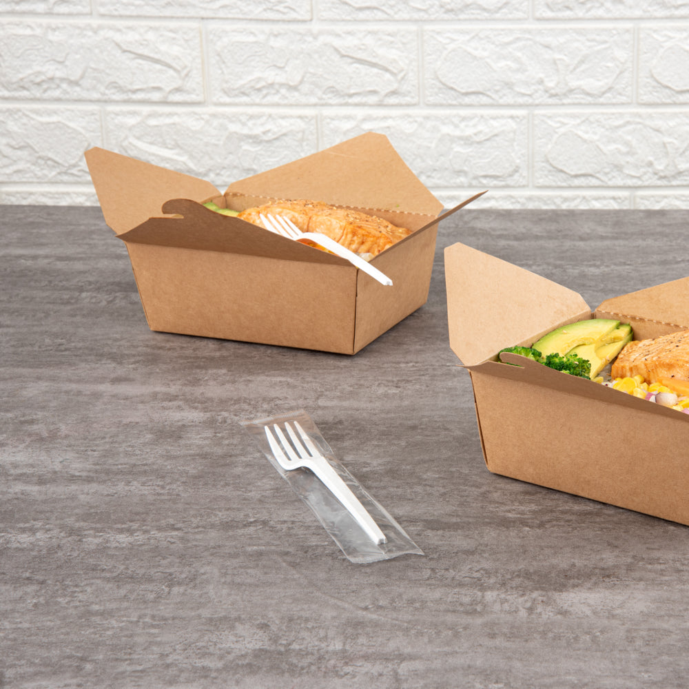 Basic Nature White CPLA Plastic Fork - Wrapped, Heat-Resistant, Compostable - 6 1/2" - 250 count box