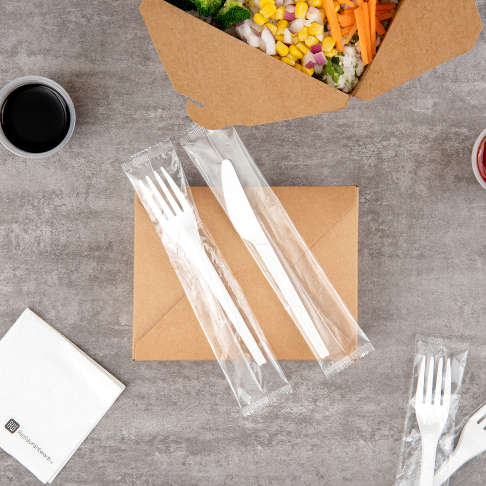 Basic Nature White CPLA Plastic Fork - Wrapped, Heat-Resistant, Compostable - 6 1/2" - 250 count box