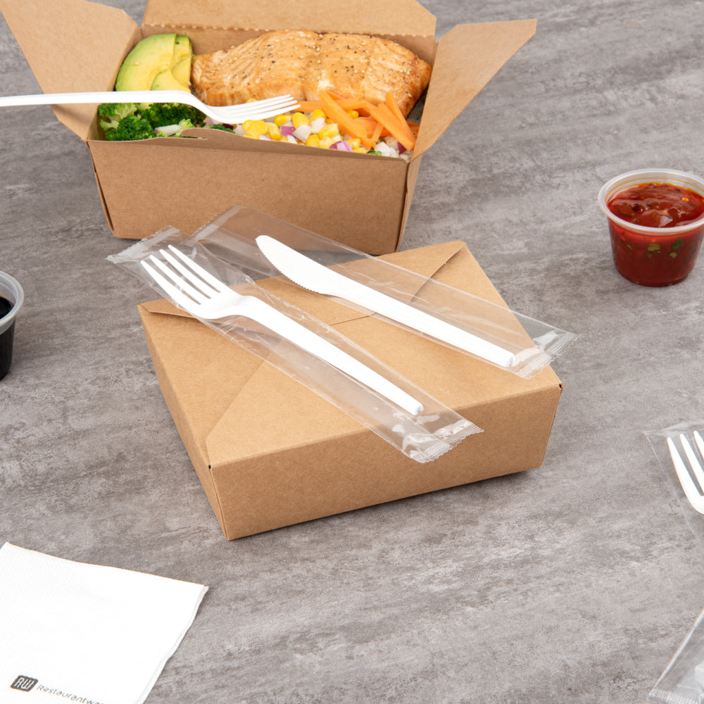 Basic Nature White CPLA Plastic Fork - Wrapped, Heat-Resistant, Compostable - 6 1/2" - 250 count box