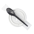 Basic Nature Black CPLA Plastic Spoon - Wrapped, Heat-Resistant, Compostable - 6 1/2" - 50 count box